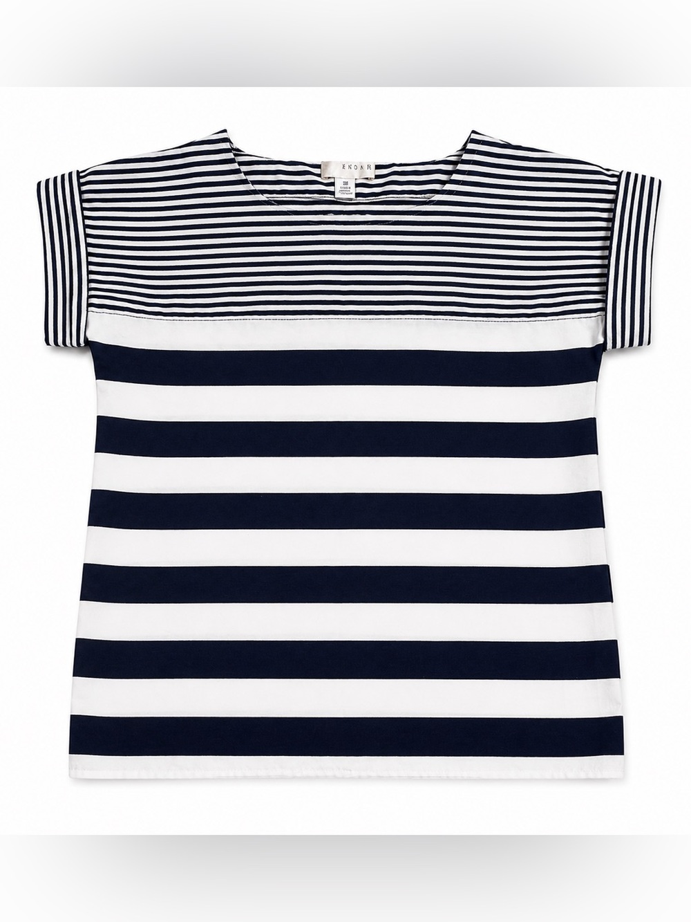 KENAR STRIPED BLOUSE TOP WOMENS XSMALL NAVY WHITE CAP SLEEVE